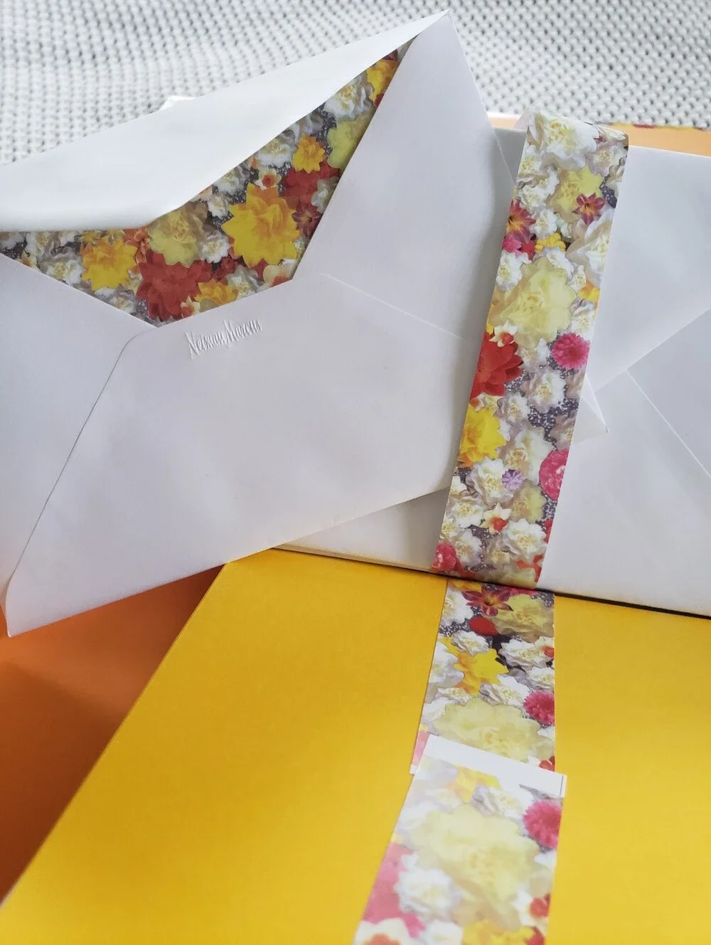 Neiman Marcus Floral Stationery Set in Orange and White Vintage
